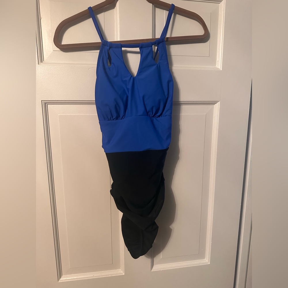 Cupshe Blue and Black Halter Dress
